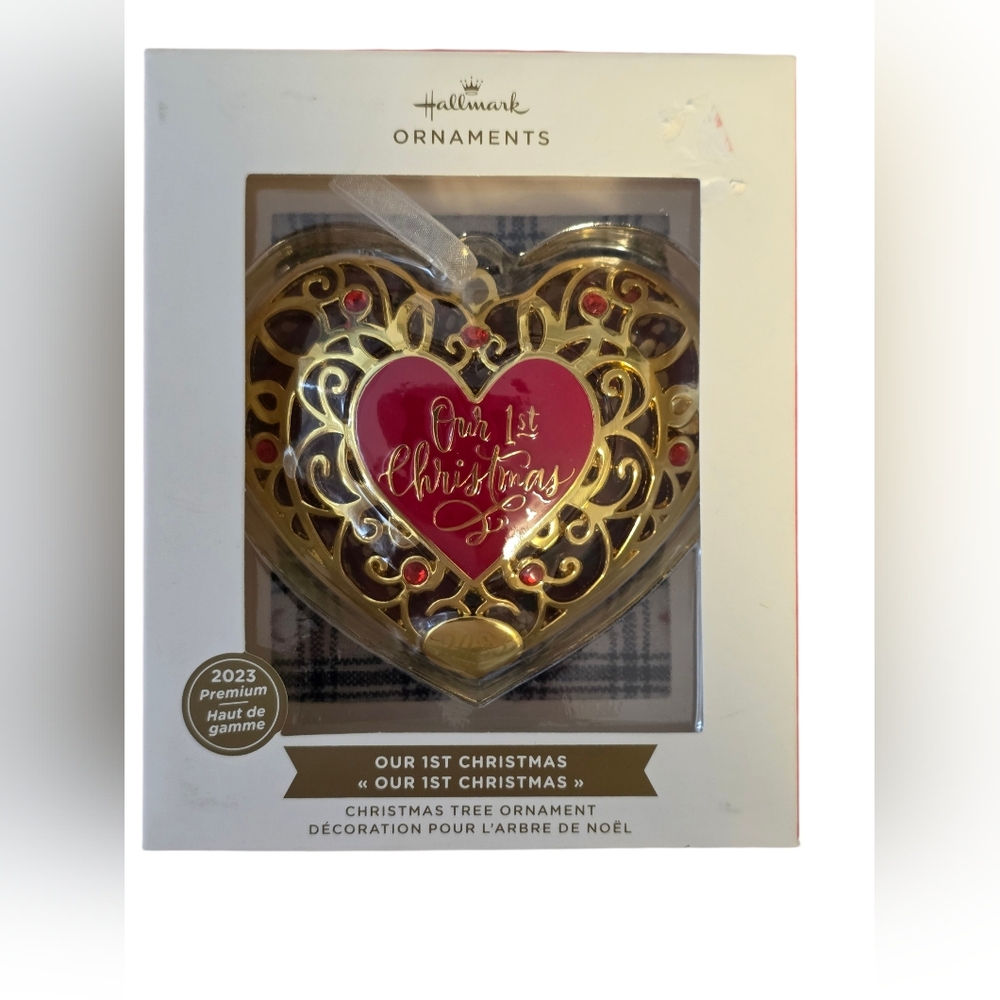 Hallmark Gold and Pink 'Our 1st Christmas' Heart Ornament